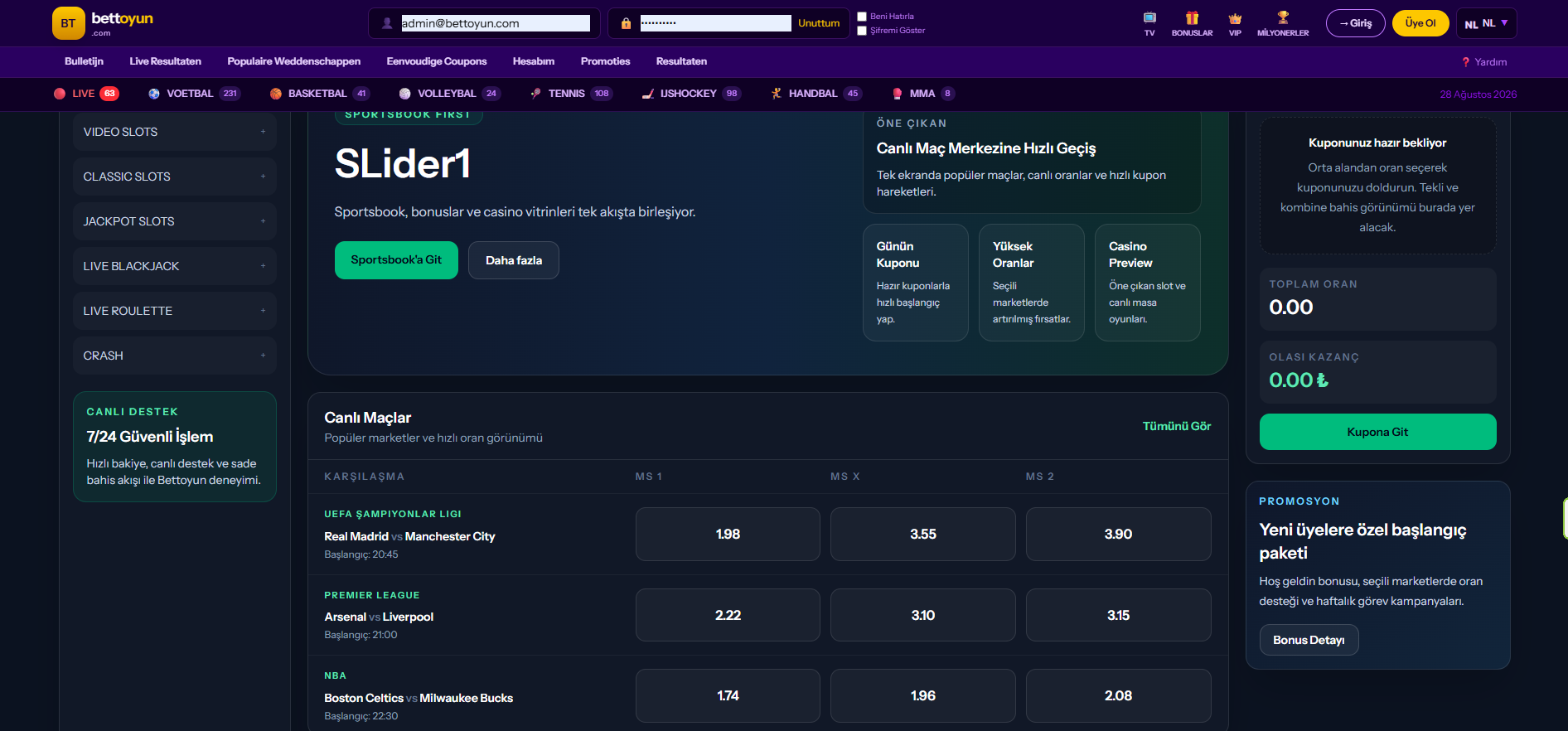 Casino & Sportsbook Platform” veya “Complete iGaming Platform